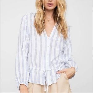 NWT Rails Marti Cayman Striped long sleeve top with waist tie